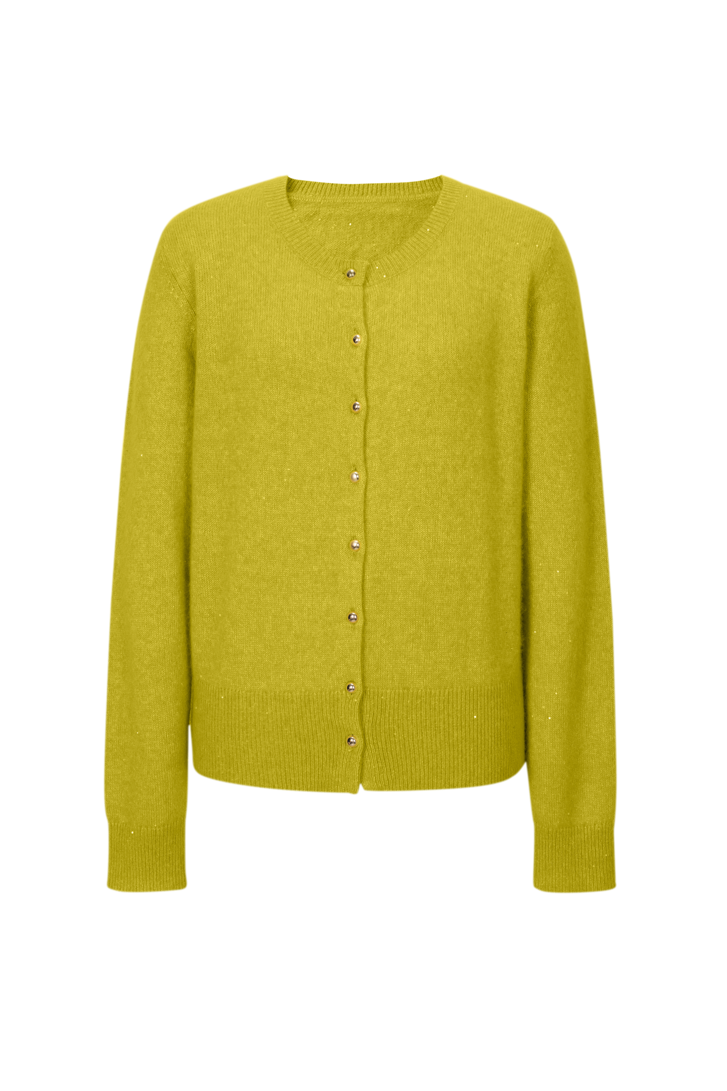 Cashmere-Silk Crewneck Knit Cardigan