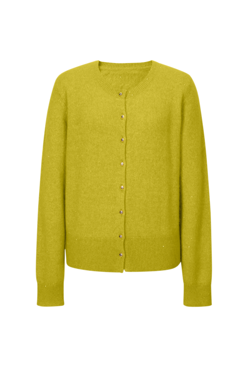 Load image 1 in gallery view. Cashmere-Silk Crewneck Knit Cardigan
