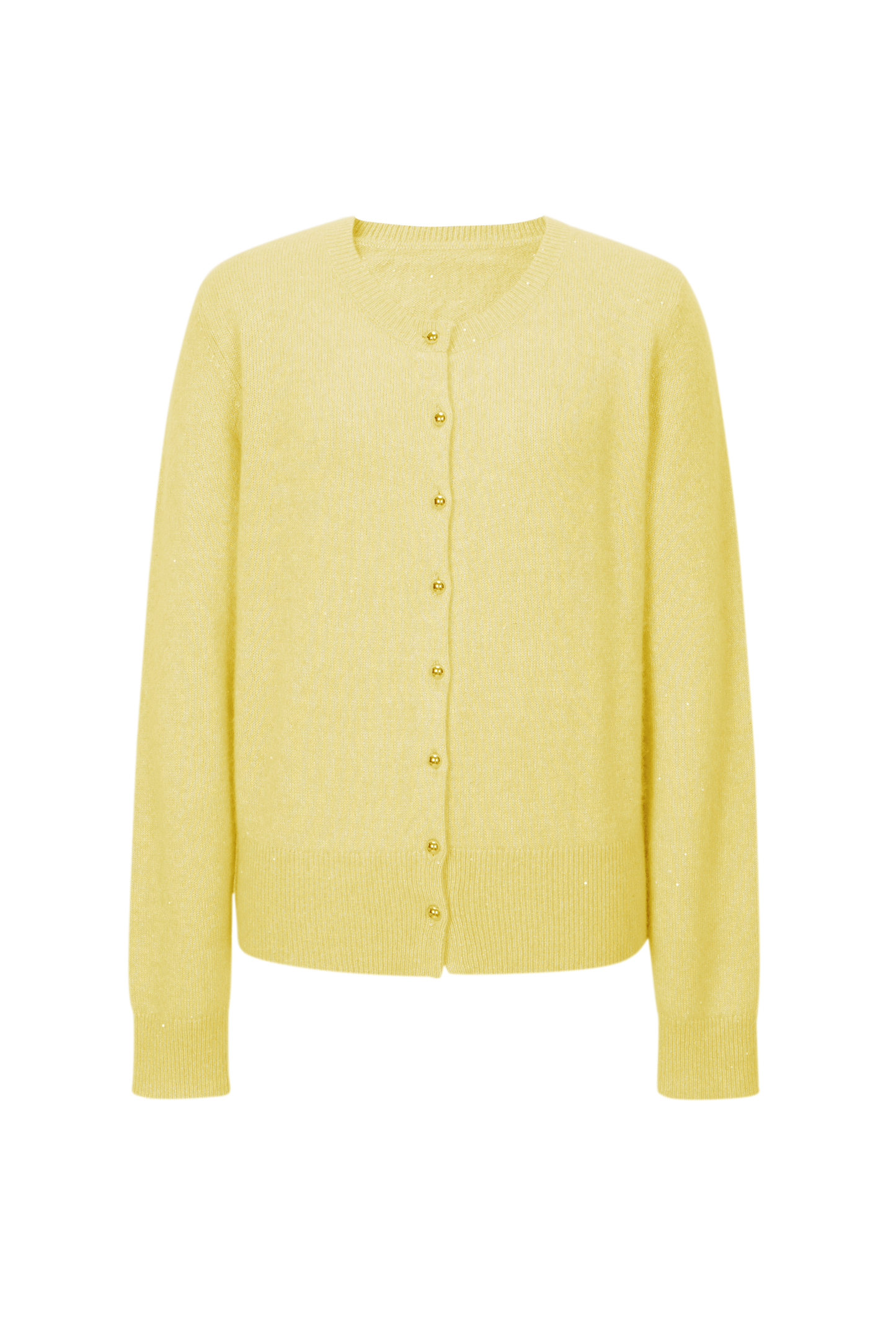 Cashmere-Silk Crewneck Knit Cardigan