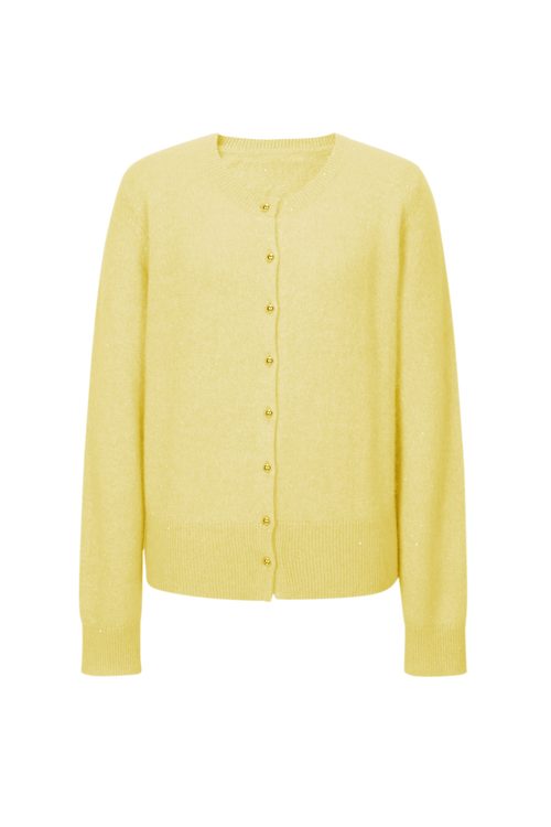 Load image 1 in gallery view. Cashmere-Silk Crewneck Knit Cardigan