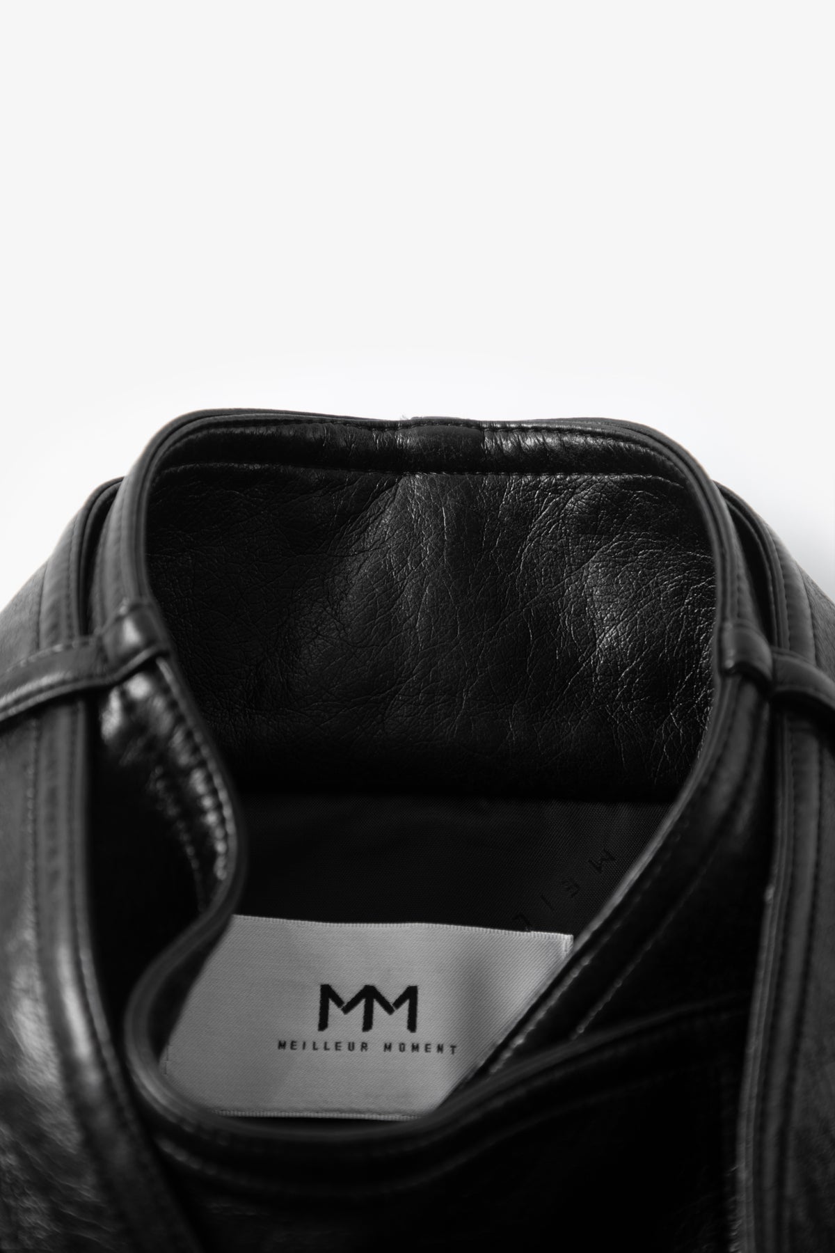 Cropped Stand-Collar Leather Jacket