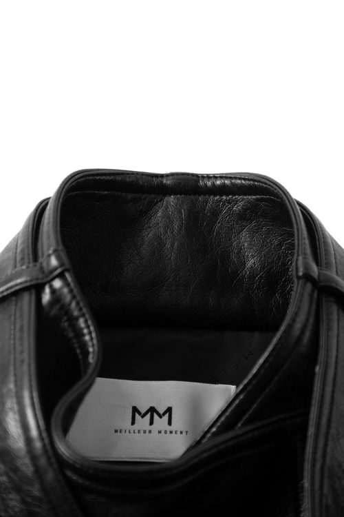 Load image 1 in gallery view. Cropped Stand-Collar Leather Jacket