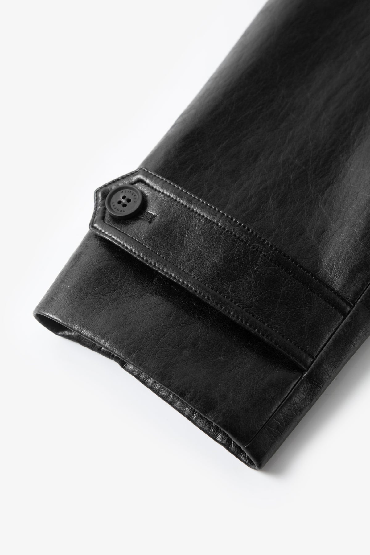 Cropped Stand-Collar Leather Jacket