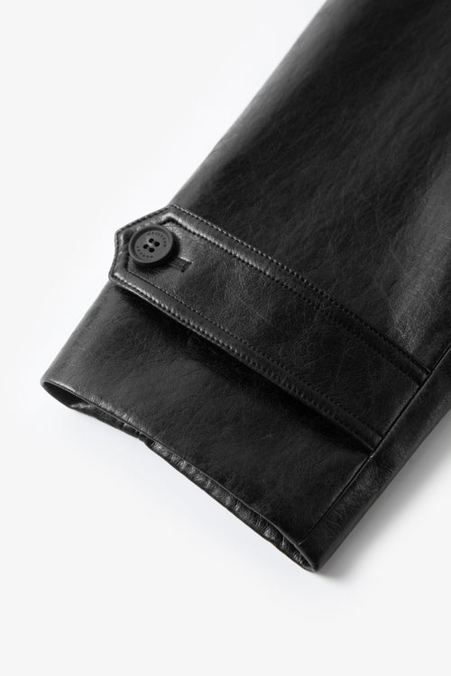 Load image 1 in gallery view. Cropped Stand-Collar Leather Jacket