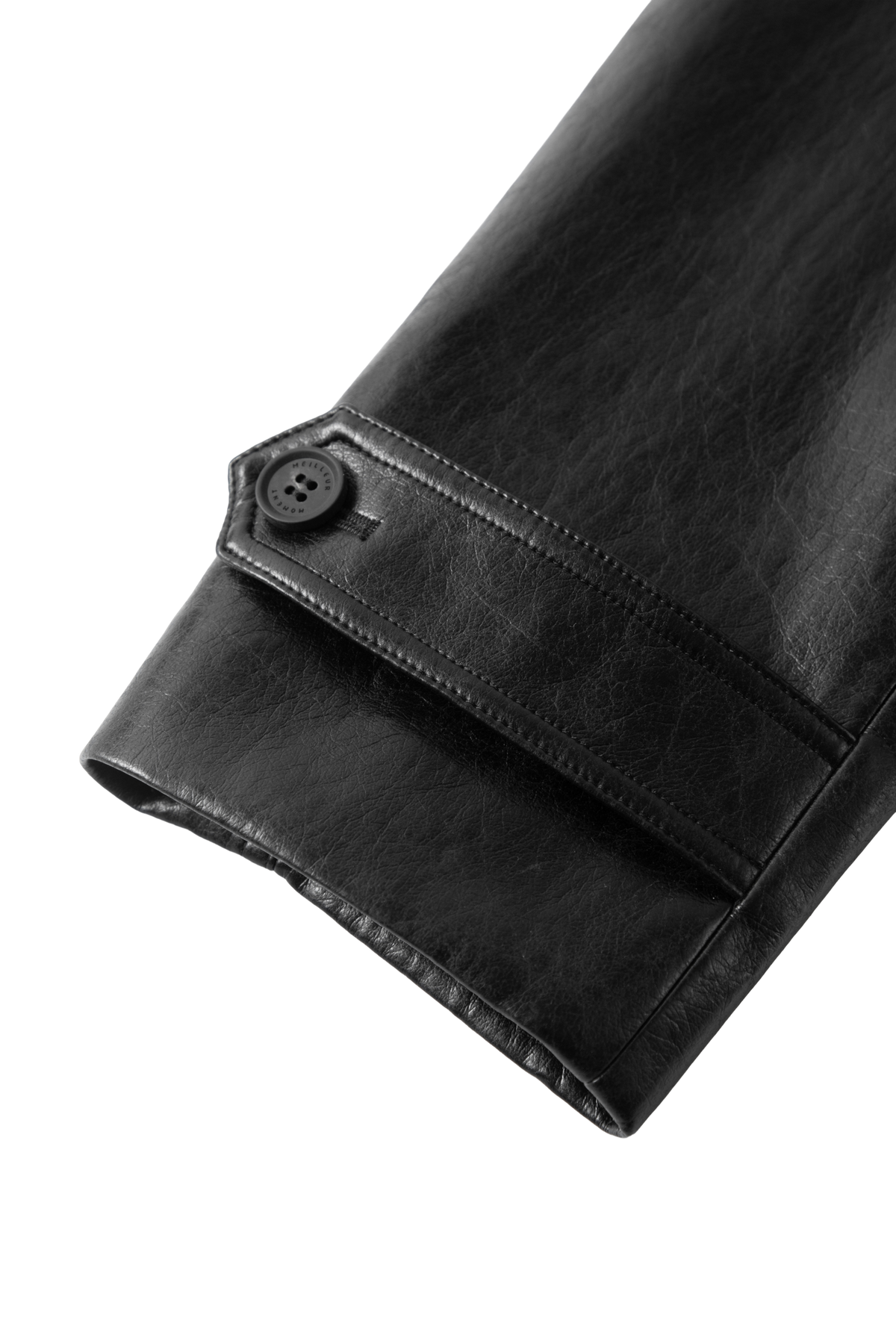 Cropped Stand-Collar Leather Jacket
