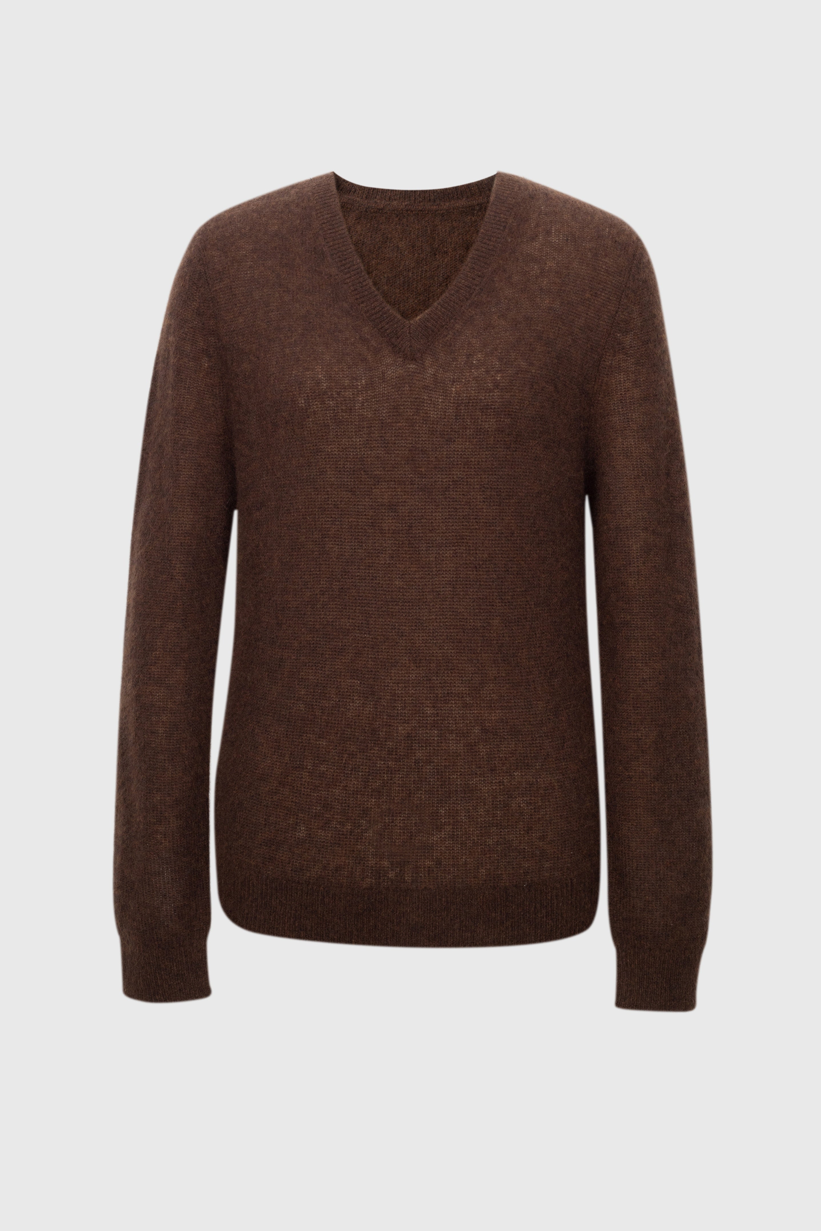 Brushed Cashmere-Silk V-Neck Sweater