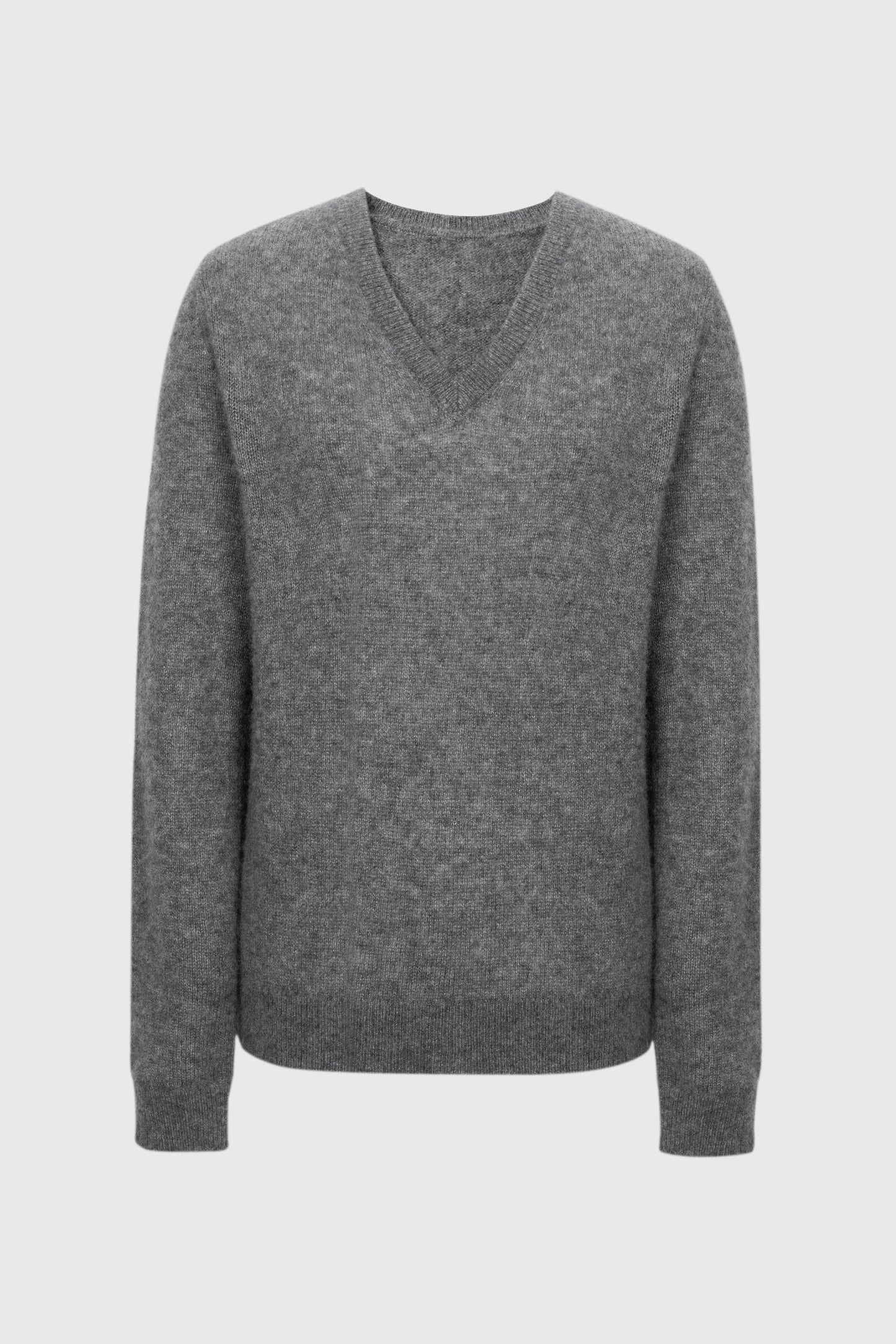 Brushed Cashmere-Silk V-Neck Sweater