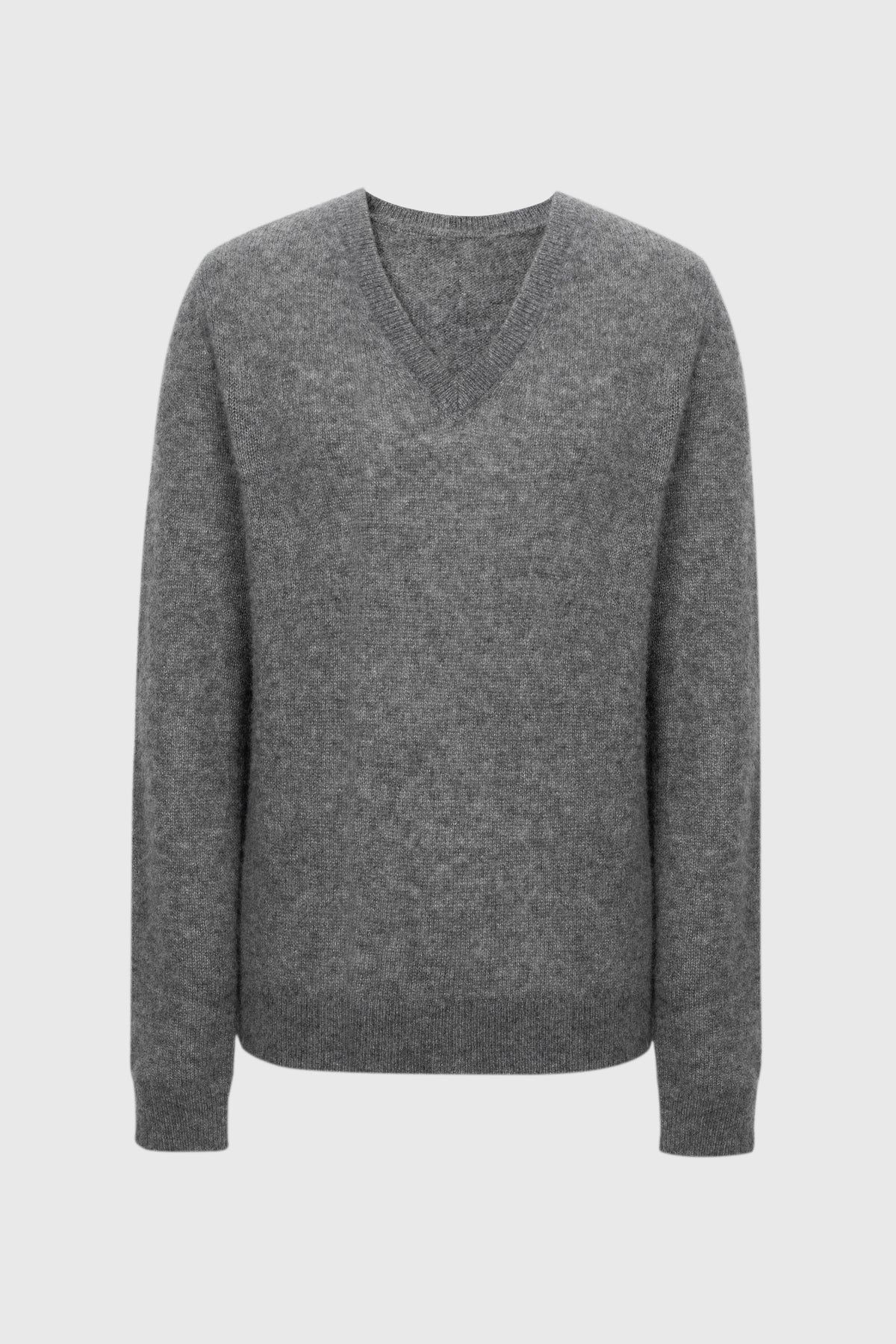 Brushed Cashmere-Silk V-Neck Sweater
