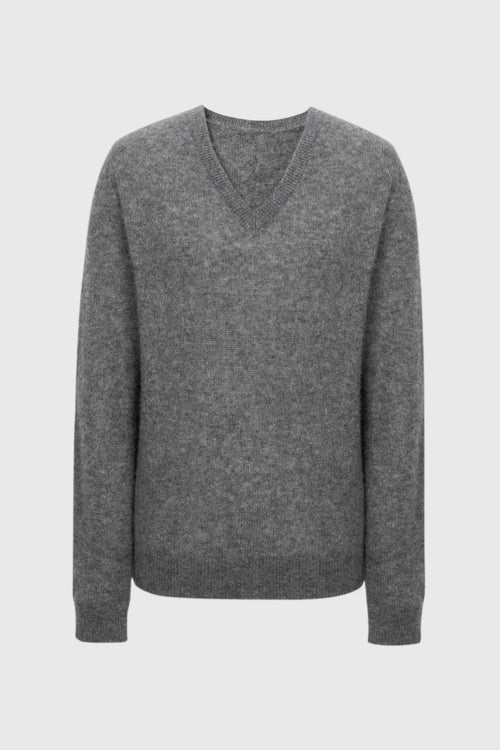 Load image 1 in gallery view. Brushed Cashmere-Silk V-Neck Sweater