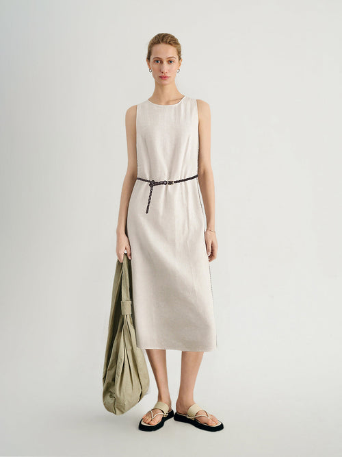 Load image 1 in gallery view. Pure Linen Sleeveless Dress
