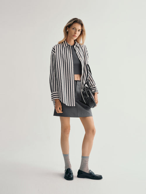 Load image 1 in gallery view. Vertical Stripe Cotton Blend Shirt