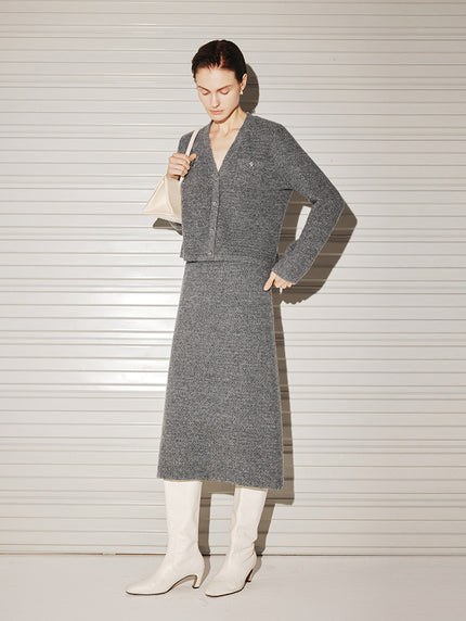 Wool Tweed Short Jacket Skirt Suit - MEILLEUR MOMENT OFFICIAL STORE NEW YORK 