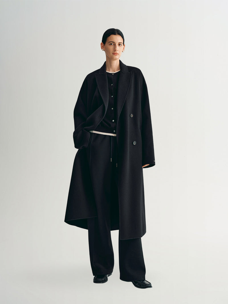 Peak Collar Pure Wool Coat