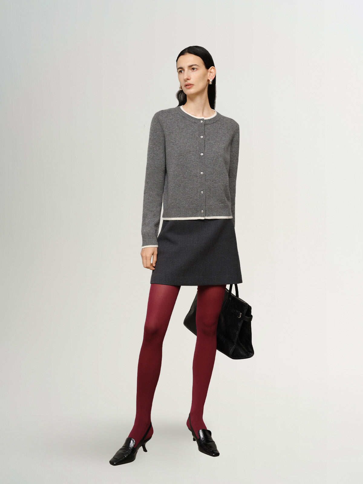 Pure Cashmere Contrast Binding Sweater 5FA133011