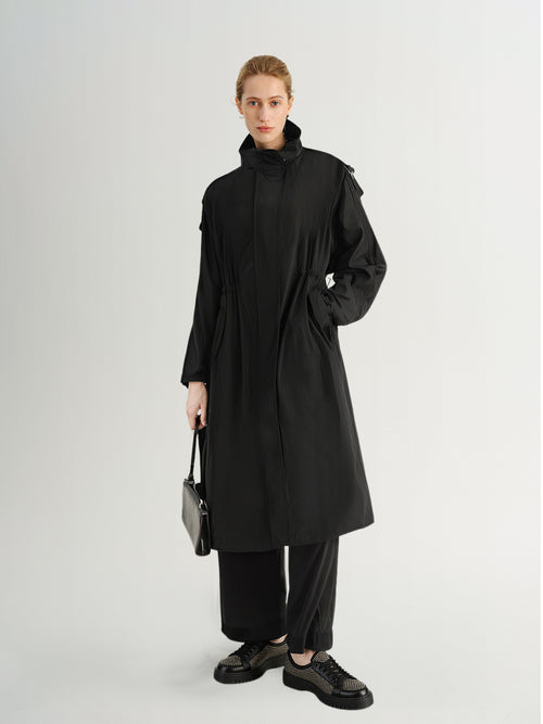 Load image 1 in gallery view. Hooded Longline Trench Coat