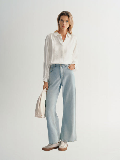 Load image 1 in gallery view. Concealed Placket Pure Silk Shirt