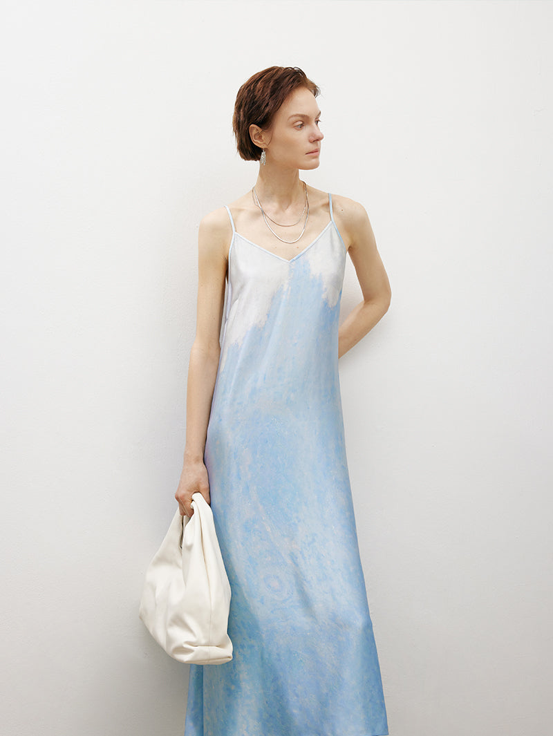 V Neck Acetate Slip Dress