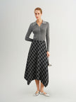 Handkerchief Plaid Hem Maxi Skirt