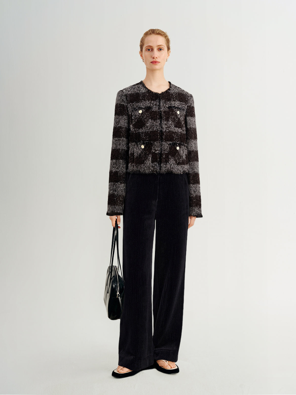 Wool-Alpaca Striped Short