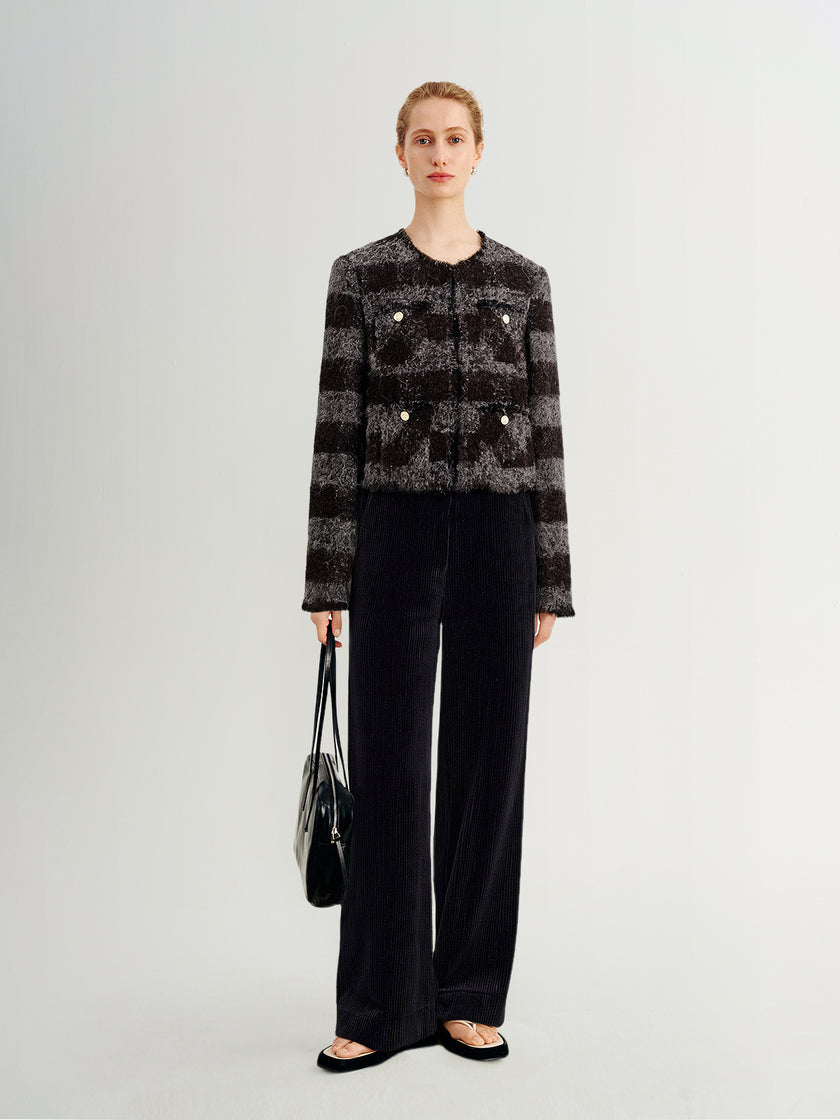 Wool-Alpaca Striped Short