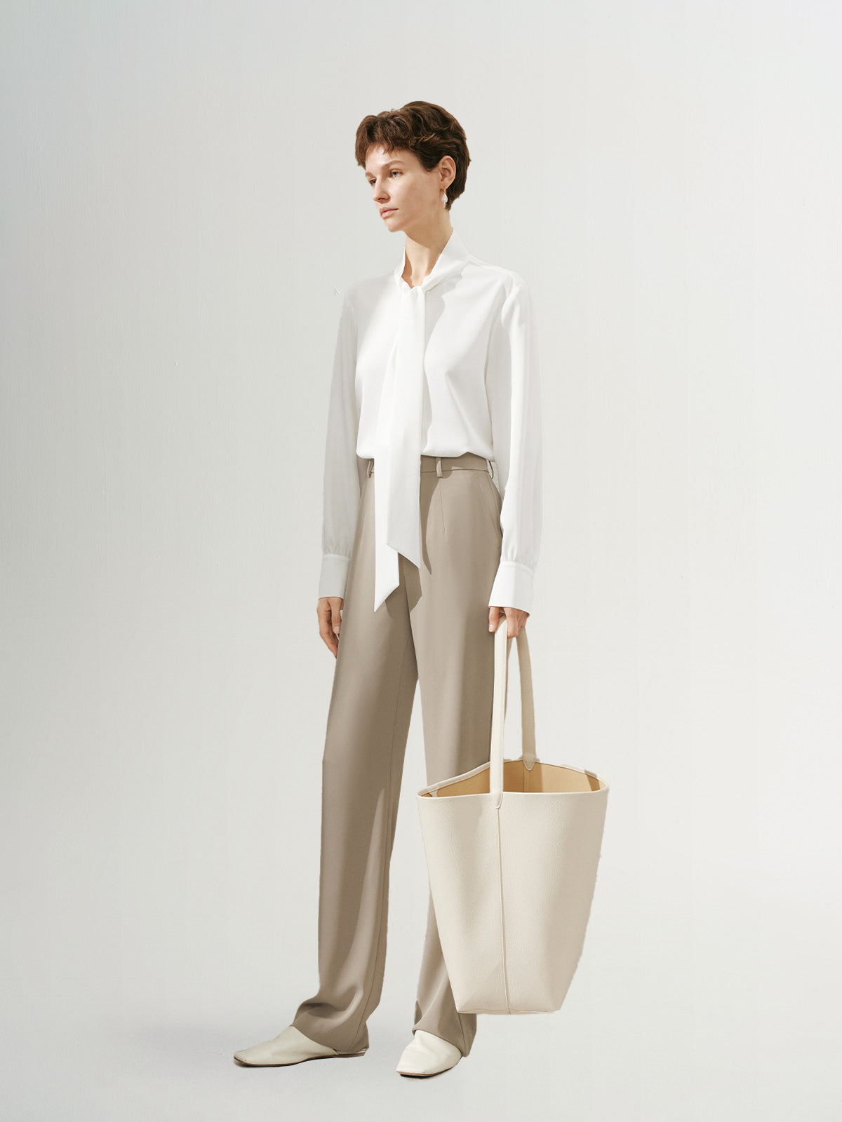 Tie Neck Acetate Blend Blouse