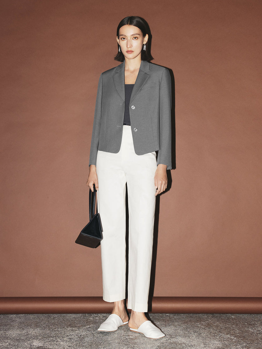 Meilleur Moment Women's Original White Small Leg 100% Cotton Cropped Pants 5E7251751