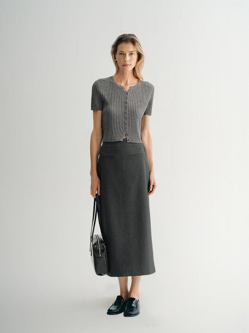 Load image 1 in gallery view. V Neck Short Sleeves Knitwear Top