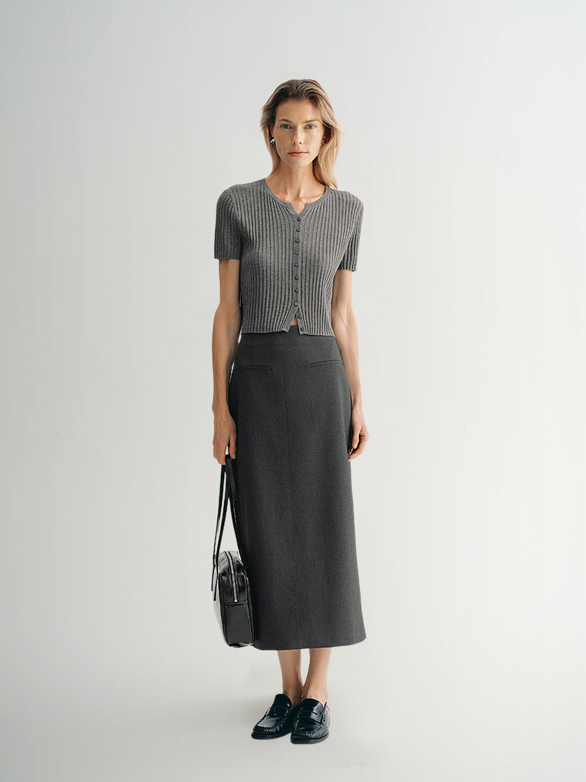V Neck Short Sleeves Knitwear Top