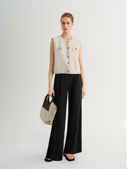 Load image 1 in gallery view. Beige Knit Vest