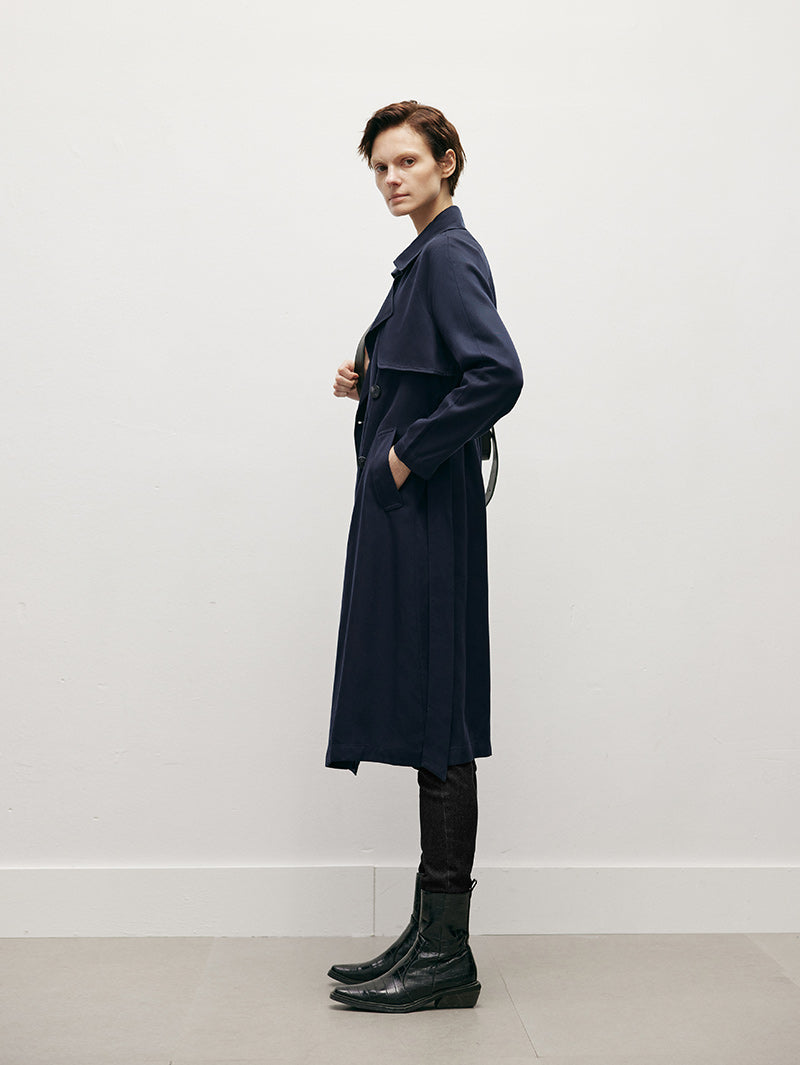 Pure Lyocell Trench Coat - MEILLEUR MOMENT OFFICIAL STORE NEW YORK 