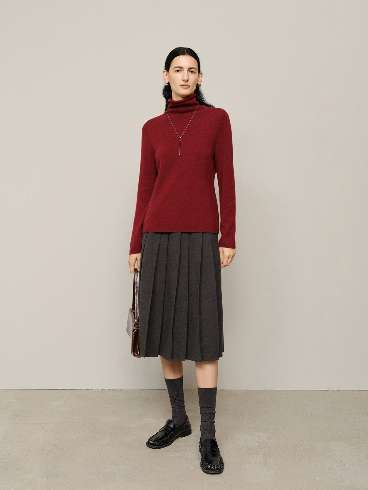 Merlot Pure Cashmere Slim Fit Sweater 5FA133603Q