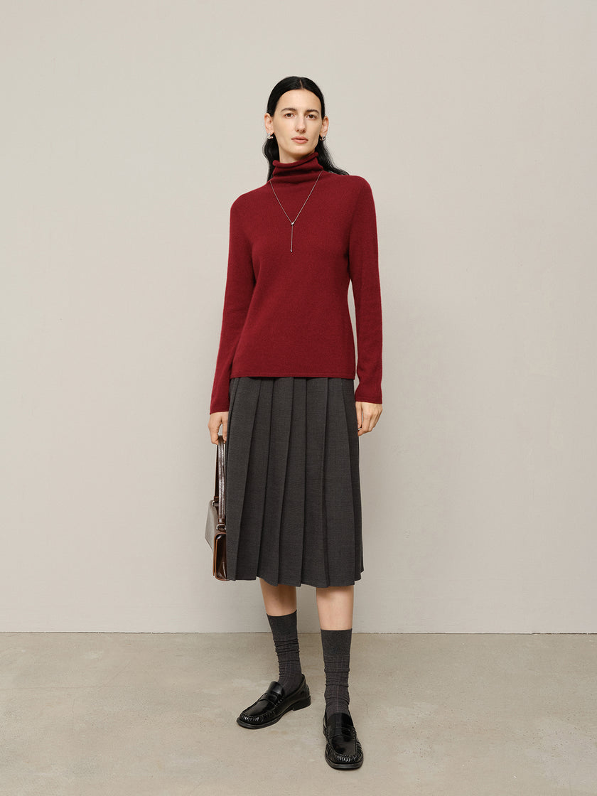 Merlot Pure Cashmere Slim Fit Sweater 5FA133603Q