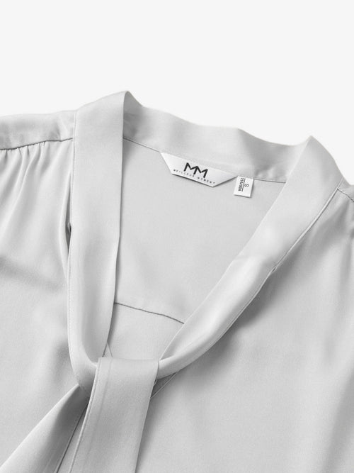 Load image 1 in gallery view. Tie Neck Silk Blouse