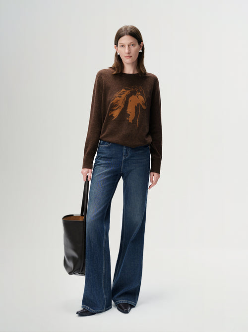 Load image 1 in gallery view. Pure Wool Animal Graphic Sweater