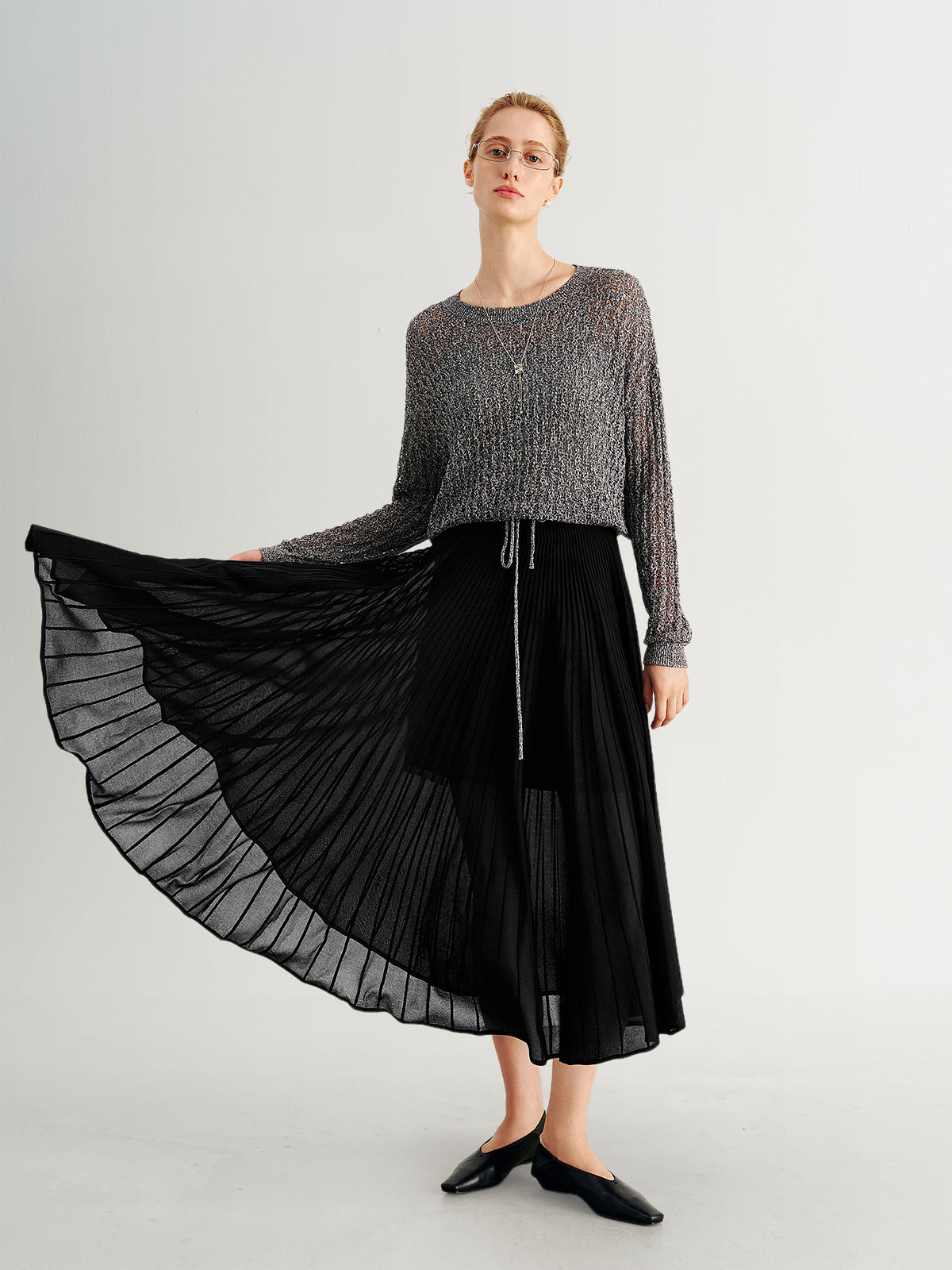 Sheer Pleated Midi Skirt – MEILLEUR MOMENT OFFICIAL STORE NEW YORK