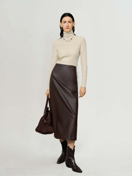 Load image 1 in gallery view. Turtleneck Cashmere Sweater Snow Mocha