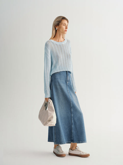 Load image 1 in gallery view. Crew-Neck Cable Knit Sweater