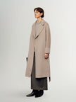Pure Cashmere Notch-Lapel Coat with Belt – Irish Cream