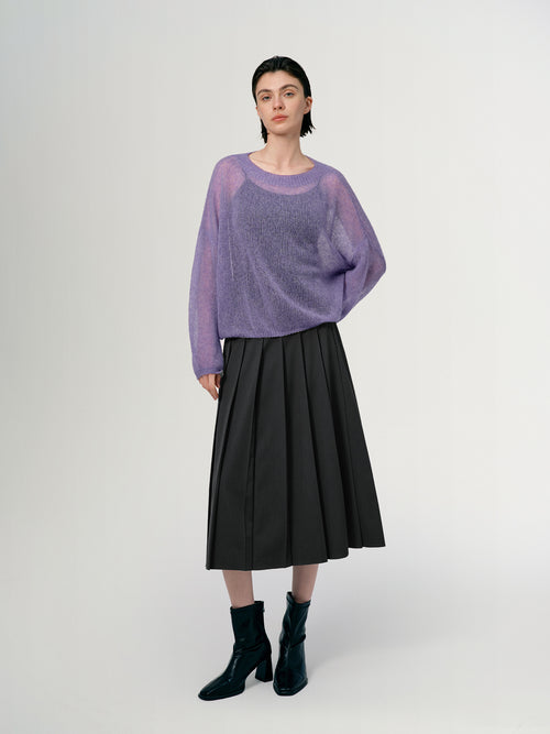 Load image 1 in gallery view. Cashmere-Silk Relaxed Pullover Sweater