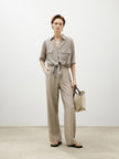 Polo Neck Tie-Front Blouse