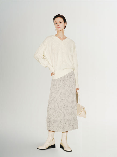 Load image 1 in gallery view. V Neck Slouchy Cashmere Sweater