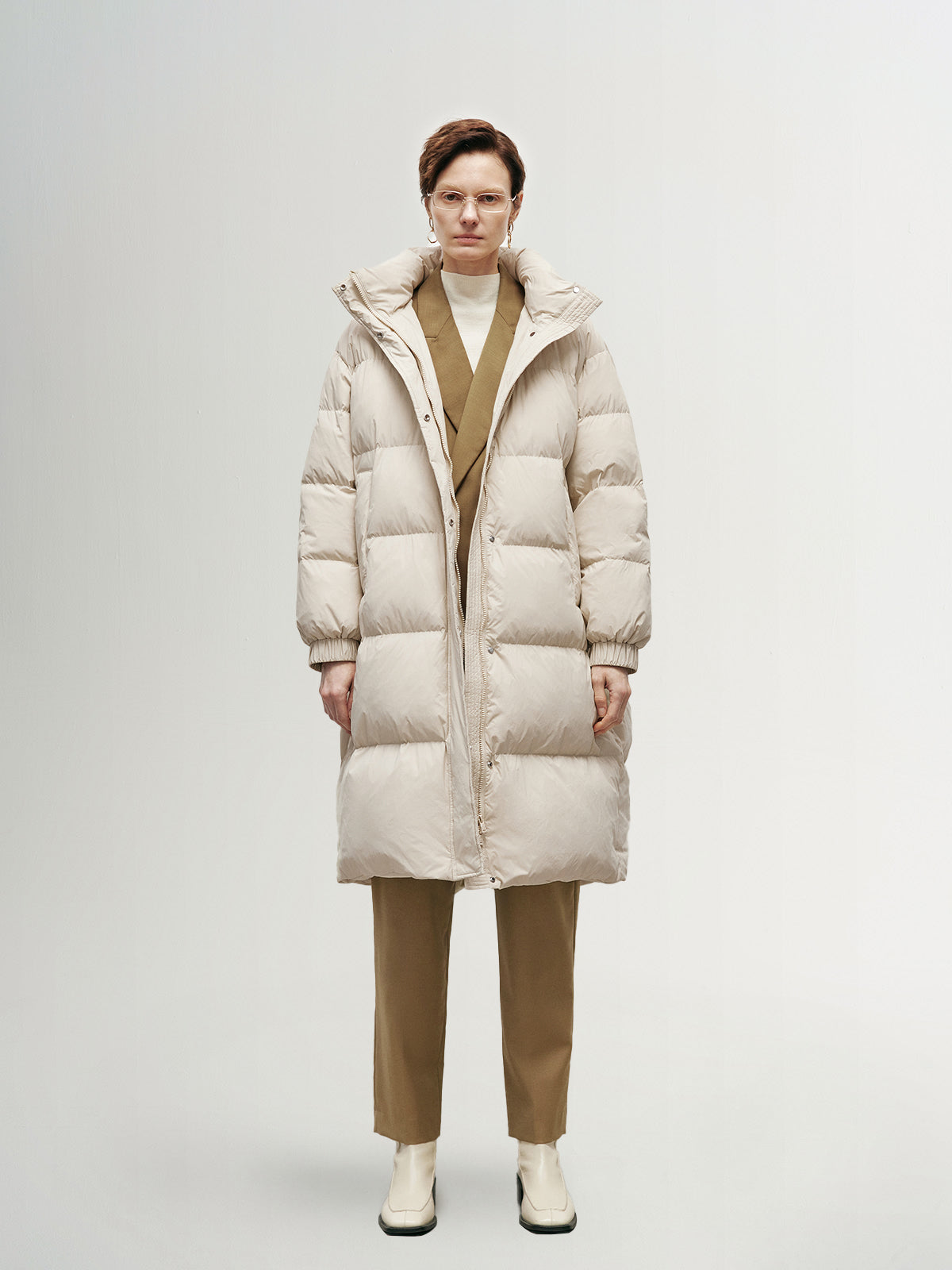 A-Line Goose Down Puffer Midi Jacket