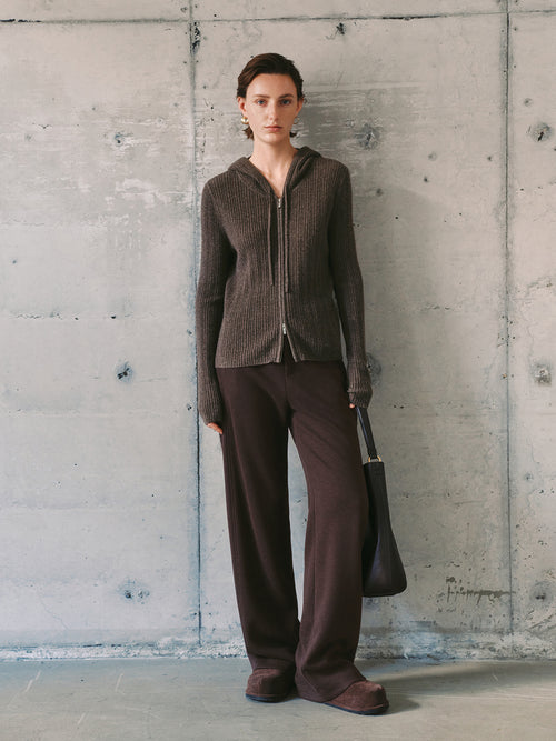 Load image 1 in gallery view. Hooded Zip-Up Cashmere Sweater