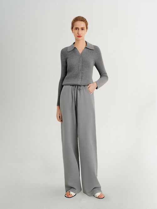 Load image 1 in gallery view. Gray Knit Trousers