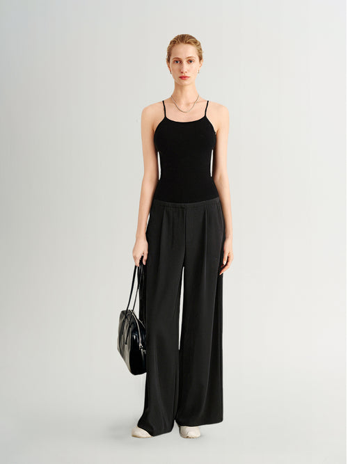 Load image 1 in gallery view. Black Camisole with Built-In Bra Pads