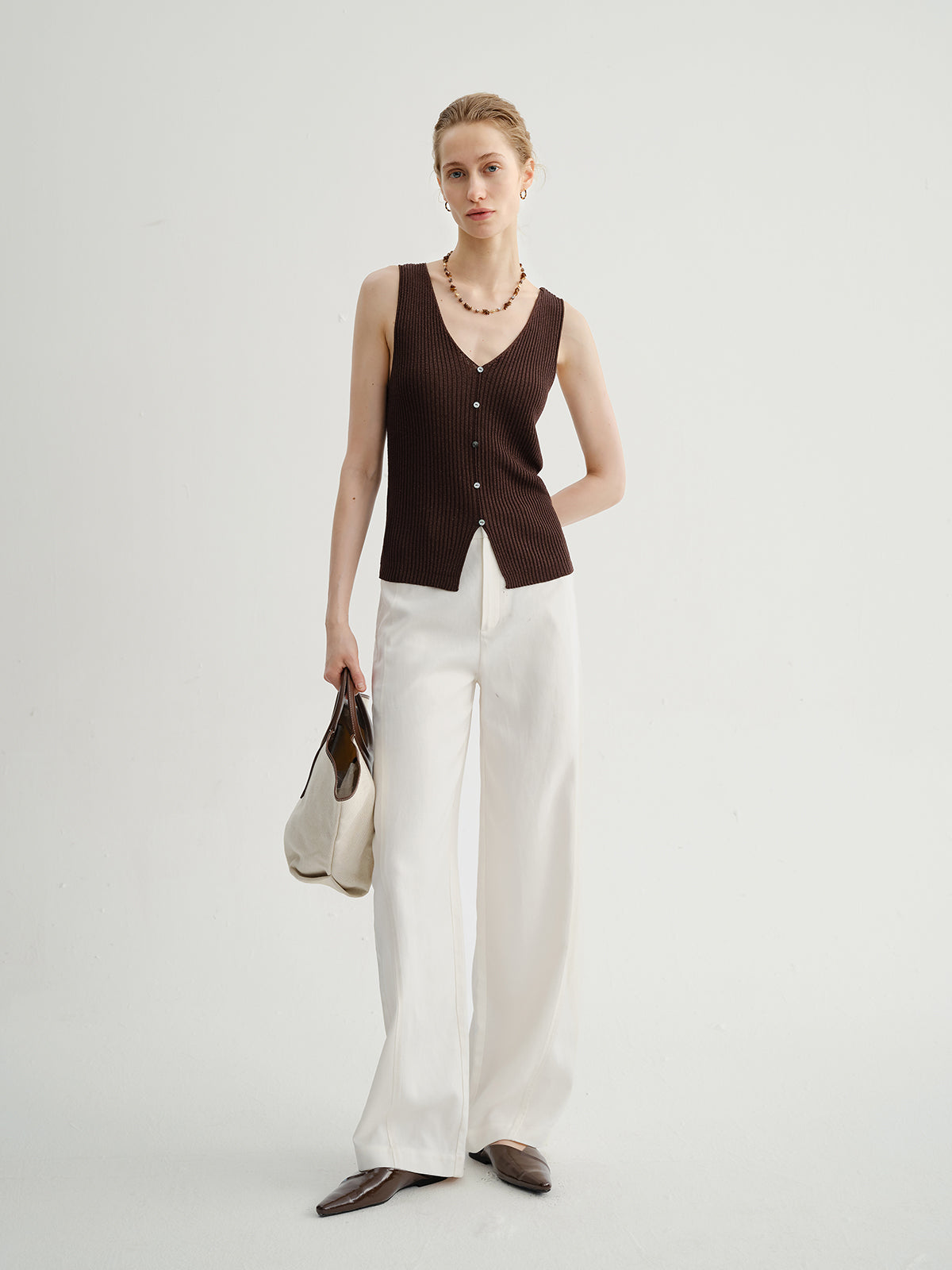 Linen-Blend Slight Barrel Pants