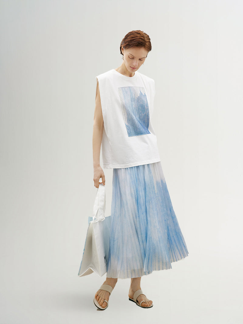 Monet Ombre Pleated Maxi Skirt