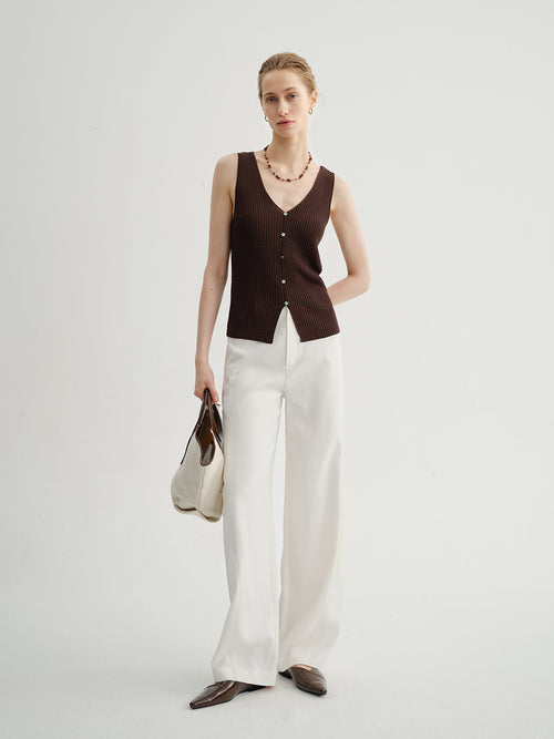 Load image 1 in gallery view. V-Neck Ribbed Knit Tank