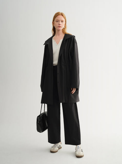 Load image 1 in gallery view. Cotton Hooded Relaxed Jacket