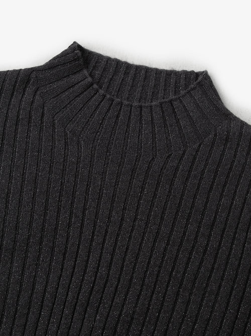 Load image 1 in gallery view. Mock Neck Shift Wool Jersey Dress